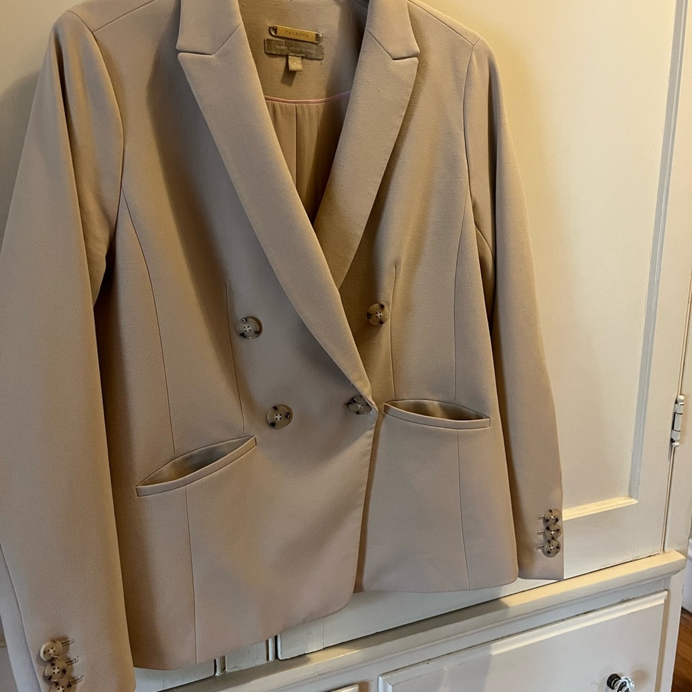 Talbots Classic Beige Double-Breasted Blazer